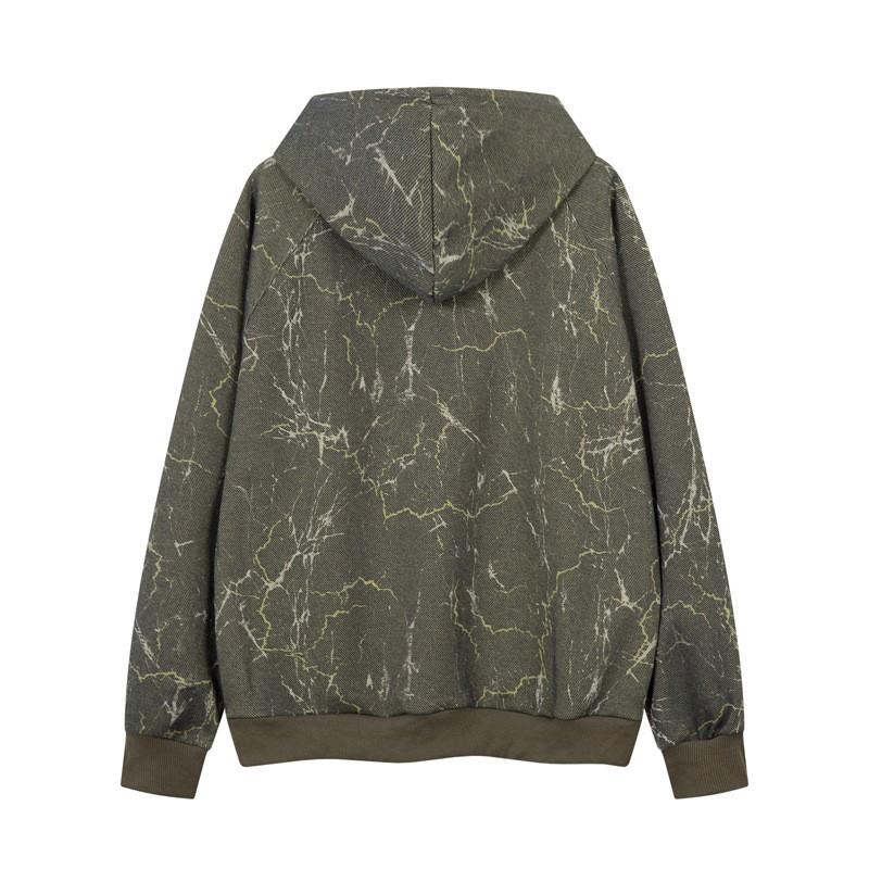 Unisex Distressed Crack Embroidery Letter Hoodie Streetwear Oversized Pullover Men Women Fall