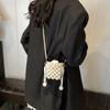 Daily commute imitation pearl woven hollow mini women lipstick earphone bag spring new shoulder messenger bag