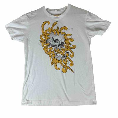 Next Level Apparel White T-Shirt Skull Grunge Size S Unisex Goth