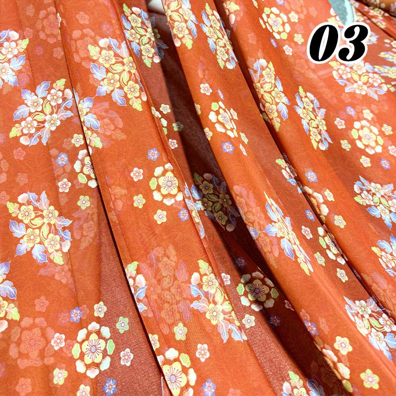 100*150cm Tecido Chiffon Floral Estilo Chinês Grupo de Chá Estampa Floral Tecido DIY Vestido Hanfu Fantasia de Dança de Casamento Decoração