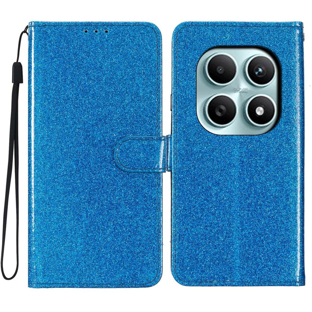 For Xiaomi Poco M8 5G/Redmi Note 15 5G (Global) Wallet Case Glitter Anti-Scratch Leather Stand Phone Cover with Strap