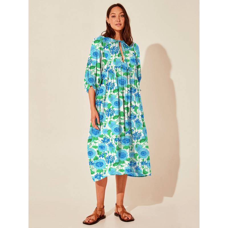 Vestido de Verano Floral con Corte Holgado y Cinturón de Lazo para Mujeres Casual