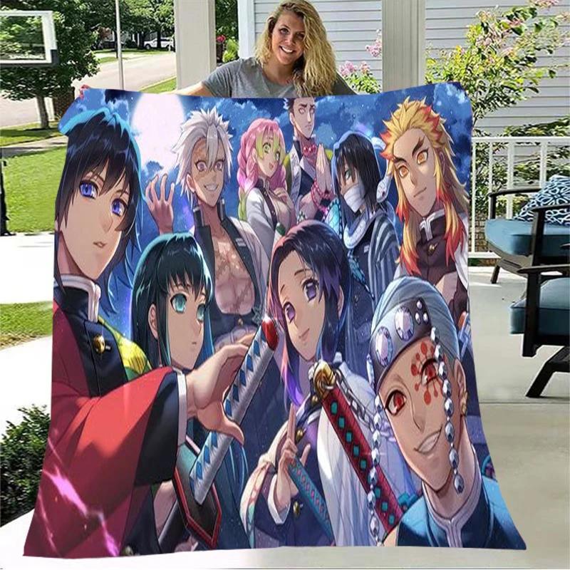 Moda Ghost Blade Stampa 3D Personaggio dei Fumetti Kamado Nezuko Sfondo Ragazza Regalo Coperta Letto Divano Coperta da Viaggio Campeggio