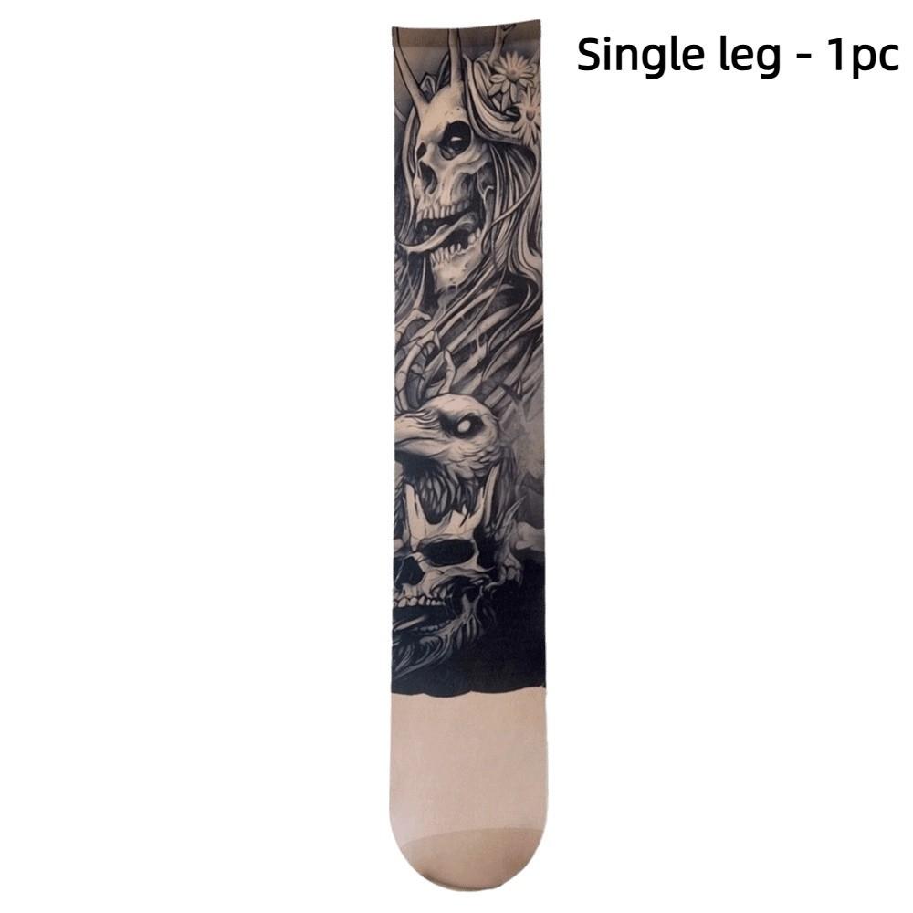1pc Sexy Single-leg Socks Simulated Tattoo Tattooed Stockings Women's Printed Thigh Socks  Summer