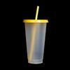 710ml Black White Straw Cup With Lid Color Change Coffee Cup Reusable Cups Plastic Tumbler Matte Finish Coffee Mug DROPSHIPPING