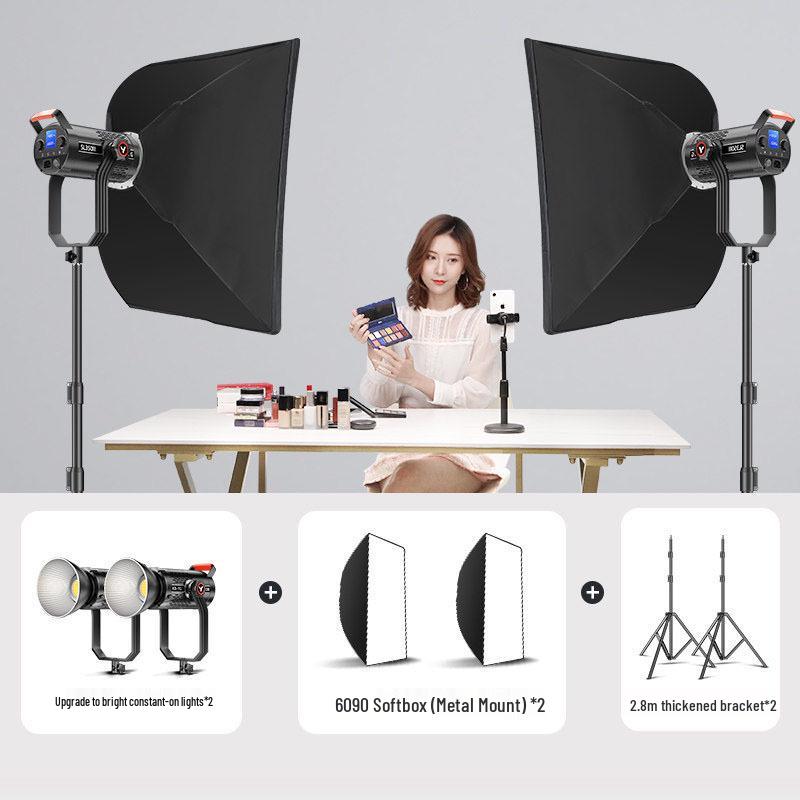 350W COB Photography Light with Spherical Softbox & Parabolic Grid