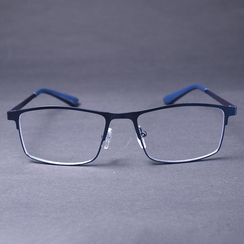 Blue Frame Square Anti Blue Light Reading Glasses Men Business Metal Frame Farsighted Vintage Eyeglasses Readers+125+175