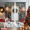 2pcs 2D Flat Printing Merry Christmas Popular Window Curtains Winter Fairy Christmas Durable Polyester Without Electricity