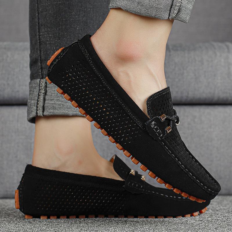 Fashion Luxury Genuine Leather Flat Designer Shoes Italian Men Hollow Out Casual Loafers High Quality Moccasins Formal Slip on Boat Shoe