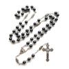 Black Hematite Rosary Necklaces Cross Pendant Church Souvenirs Prayer Long Chain