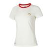 Logo Print Round Neck Color Block Breathable Short Sleeve T-Shirt Women Tops White 629234-65