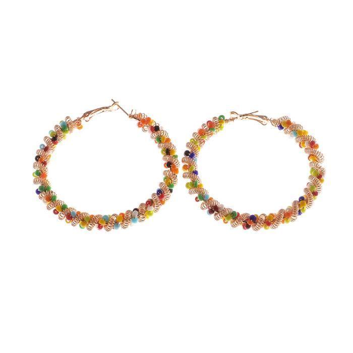 Boucles d'oreilles - Bohème - Créoles - Alliage géométrique - Multicolore - Pour filles