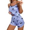 Beauty Summer Two-piece Set Large Size Printed Casual Sexy Suspender Shorts Set