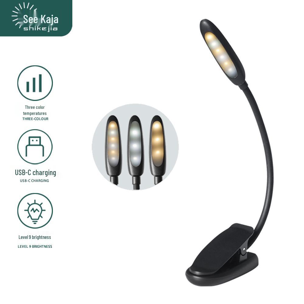 

Мини USB LED Лампа-клипса для стола – Защита глаз, Портативный светильник для книги, Перезаряжаемый светильник для чтения Single Color Temperature белый