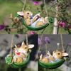Ornament Home Backyard Sculptures Household Ornament Garden Decoration Rabbit Statue Swing Rabbit