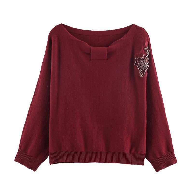 Spring 2026 European & American Style Asymmetrical Rhinestone Knitwear Small
