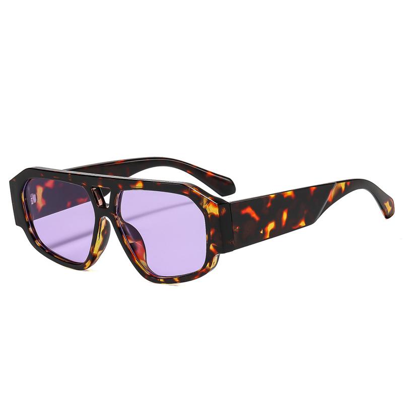 

SO&EI Vintage Double Bridges Polygon Square Women Sunglasses Fashion Candy Color Shades UV400 Men Sun Glasses As the picture