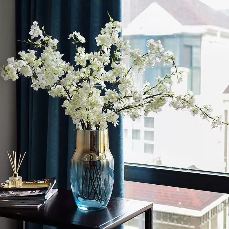 Cherry Blossom Silk Flower Bouquet: Indoor Decor for Living Room, Dining Table, and Floor Arrangement.