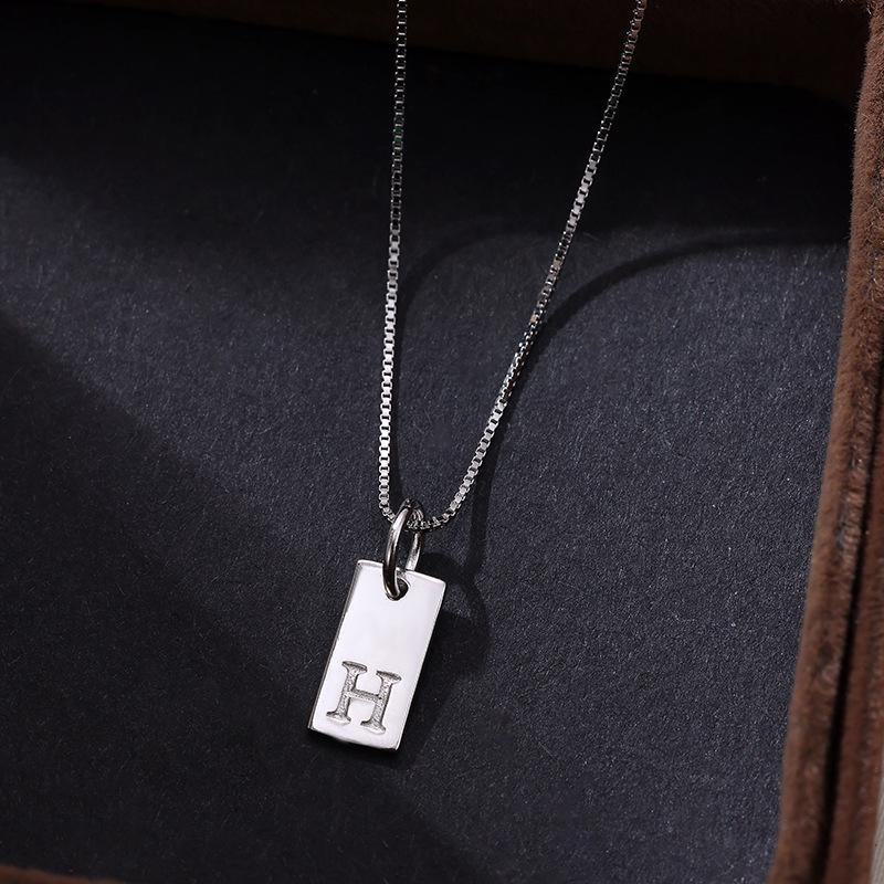 Banyan Tree Sterling Silver Square Letter Pendant Necklace