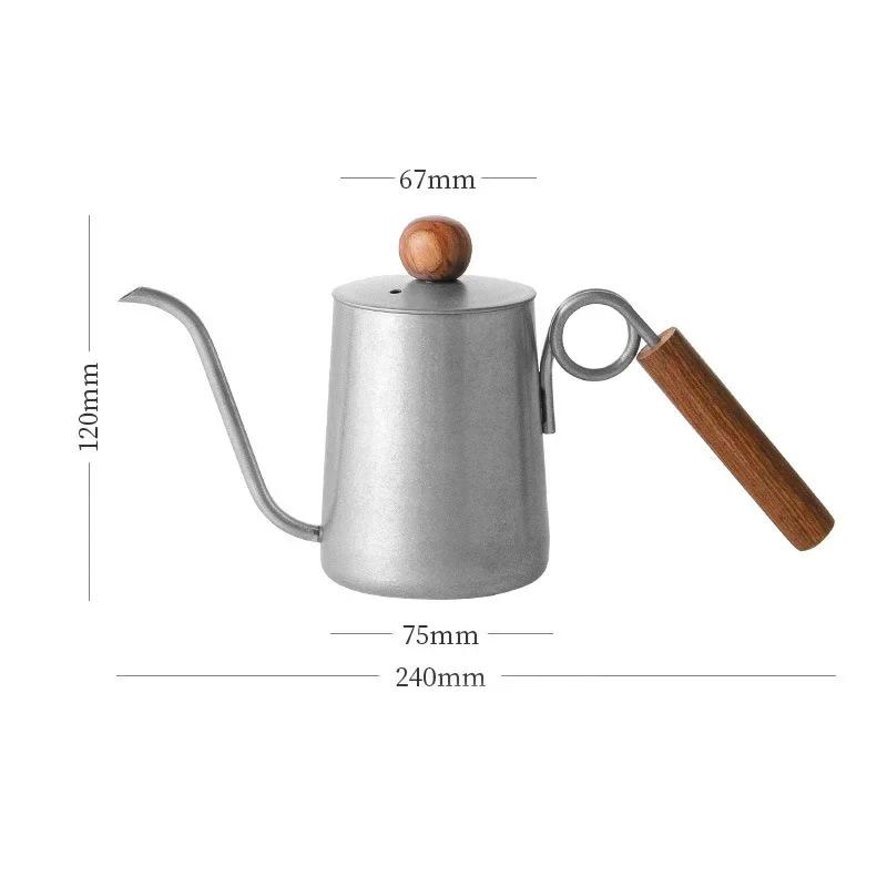 Creative Ring Coffee Pot 304 Stainless Steel Hand-brewed Coffee Kettle Teapot Wood Handle Narrow Mouth Swan Neck Coffee Pot