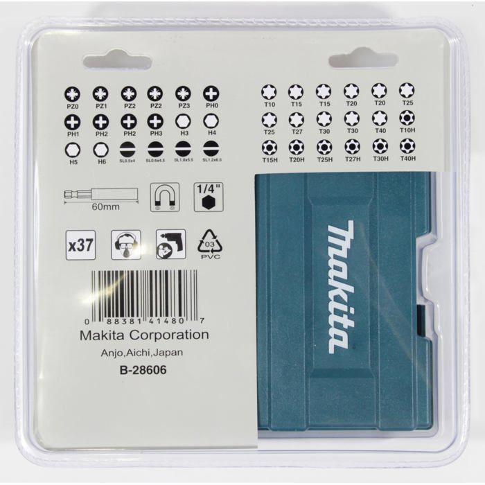 Embout de vissage - makita - 37 pièces - acier - vendu en pack