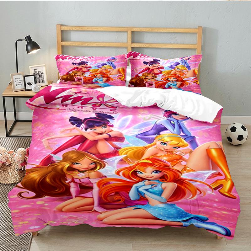 Wink Club Magical Friendship 3PCS Bedding set,Ideal for 1pc Duvet Cover And 2pcs Pillowcases Perfect for Fan gift,Ideal for Bedroom, Dormitory