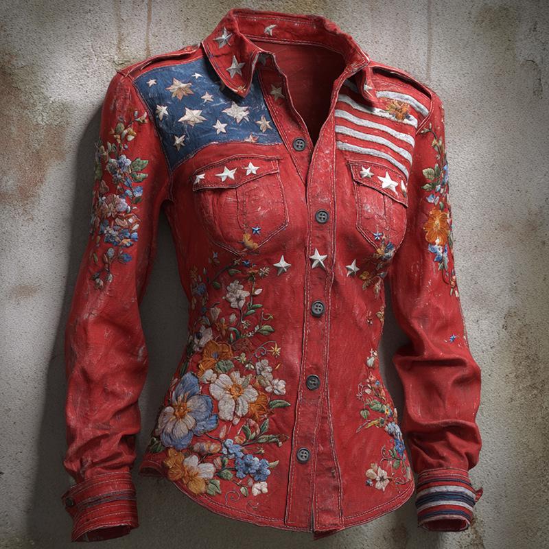 Women's Spring 2026 3D Retro Pattern Print Shirt