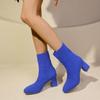 Spring Autumn Elastic Sock Ankle Boots for Women Square Toe Heeled Booties Trend 2025 Large Size Warm New In Woman Short Shoes