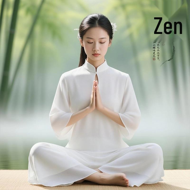 Zenová Meditácia Dámsky Plynúci Vílí Tanečný Kostým - Čínsky Štýl Liečiteľský Majster Oblečenie Set