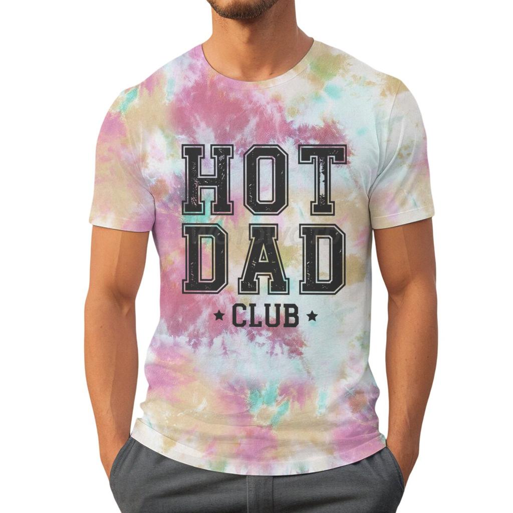 Футболки Hot Dad Club для мужчин Летние футболки с коротким рукавом День отца Классические топы Тай-дай Мужская одежда Круглый вырез Папа Повседневные топы