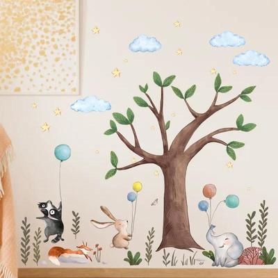 Palloncino Coniglio Albero Grande Carta da Parati Cartone Animato Decorazione Stanza Soggiorno Adesivo Murale Autoadesivo Vendita All'ingrosso Adesivo Murale