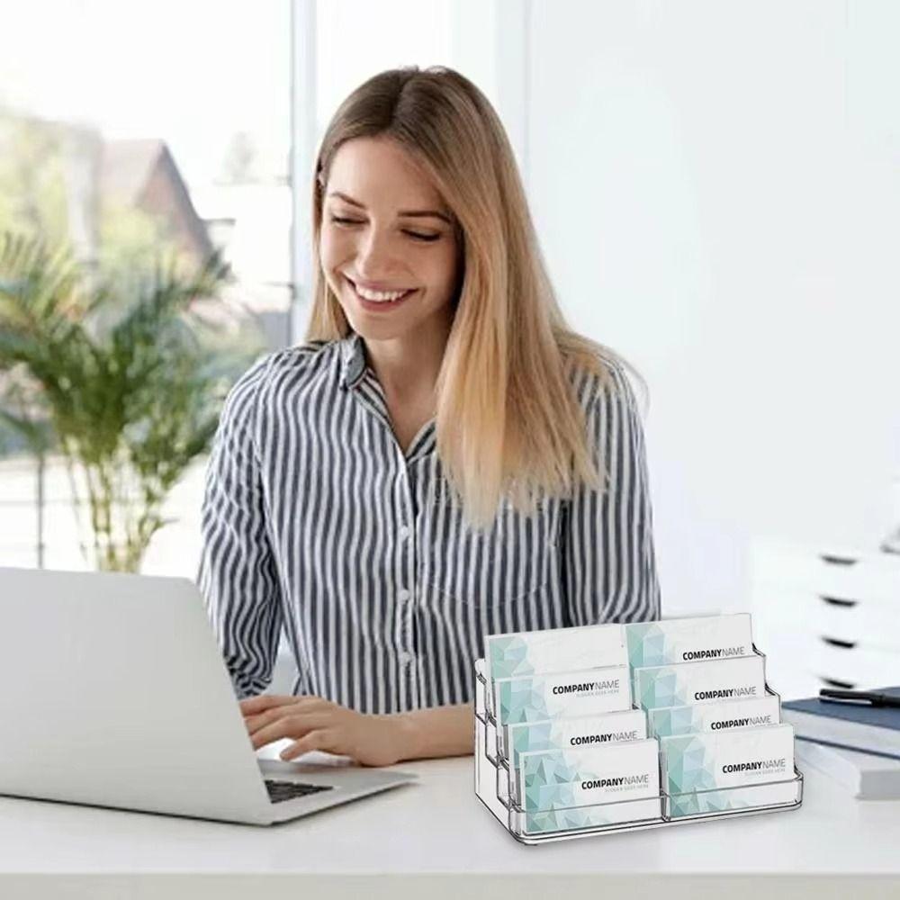 Transparent Name Card Display Stand Display Holder Business Card Storage Box  Office Supplies