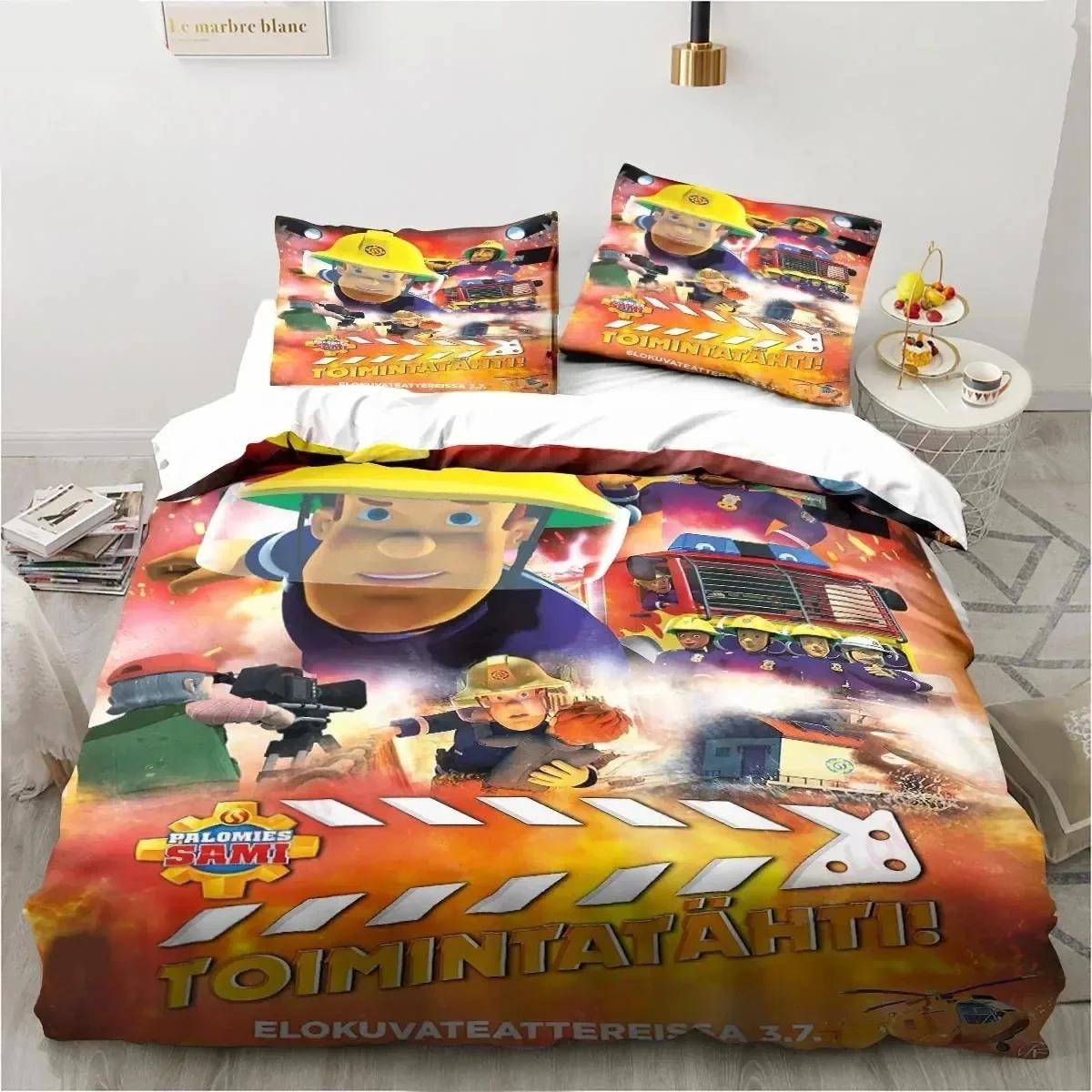 

Luxury New 3D Print Cartoon Fireman Sam Toys Bedding Set Duvet Cover Bed Set Quilt Cover Pillowcase Queen Boys Adult Bedding Set 70x133cm 2pcs