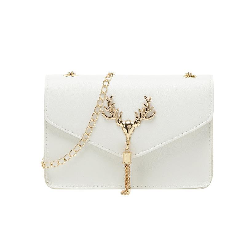 Stylish and elegant, easy to fit, shoulder women's bag, bag, deer head fringed decorative chain, magnetic buckle crossbody