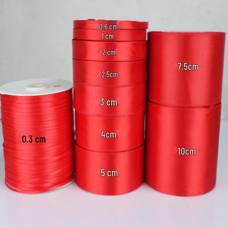 3cm-10cm Red Satin Ribbon for Single-Sided Packaging, Silk Wedding Decoration