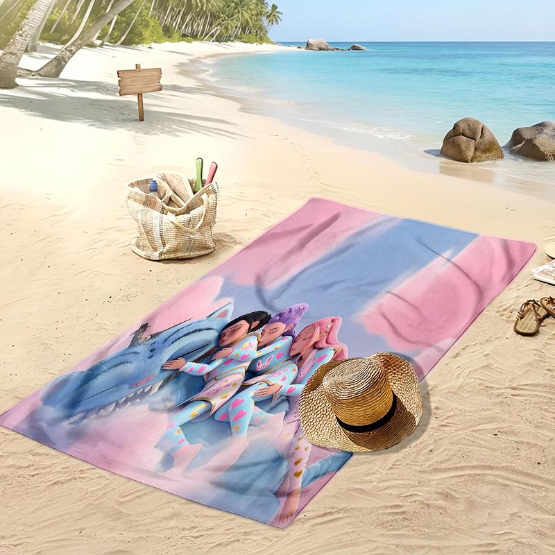 Kpop Demon Hunters Printed Beach Towel, Large Absorbent Quick Dry Towel for Summer Outdoor Swimming