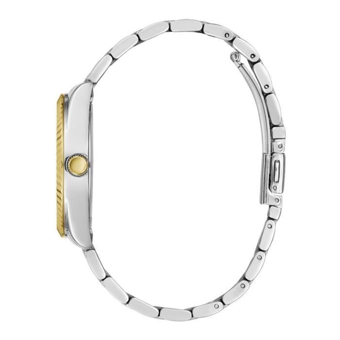 Montre Femme - GUESS - Luna - Bracelet Argent - Boîtier Doré - Calendrier