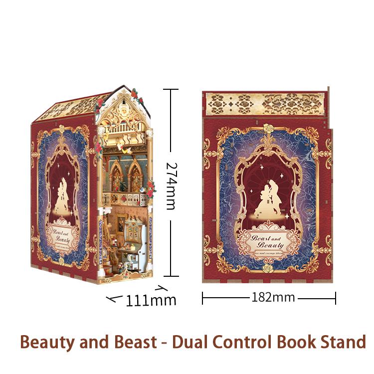 DIY Assembled Sensing Music Book Stand Beauty and the Beast Handmade Hut Building Blocks Puzzle Toy Gift Creative Gift