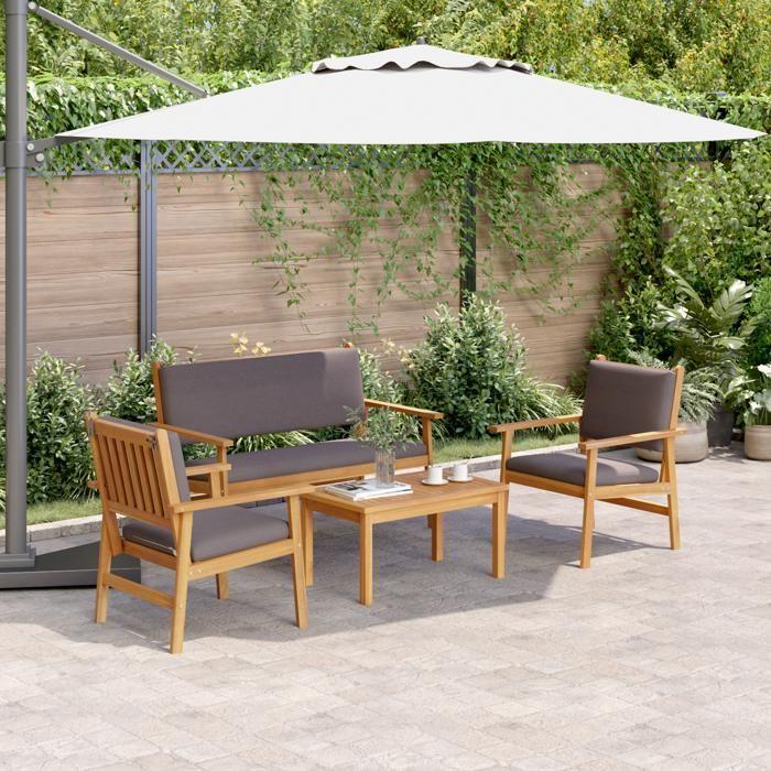 Ensemble de canapé de jardin 4 pièces avec coussins en bois d'acacia 3325228