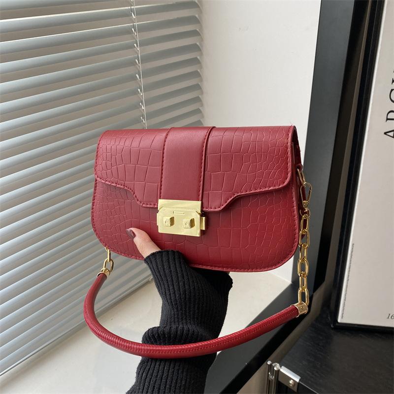 Niche Texture Crocodile Pattern Small Square Bag Women's New Fashionable High-value Shoulder Bag Versatile Messenger Underarm Bag Chain