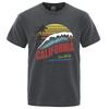 California Surfing Santa Monica Beach Printed Clothes Men Breathable Oversize T-Shirt Summer Cotton Tee Clothes Crewneck T-Shirt