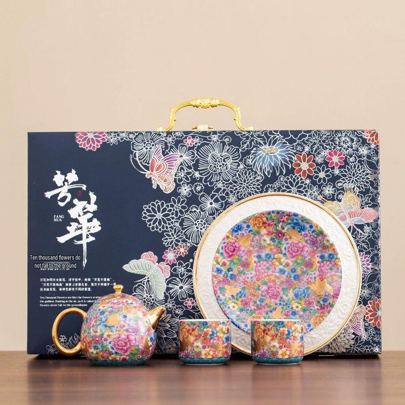 

Yilimeng Enamel Floral Ceramic Tea Set
