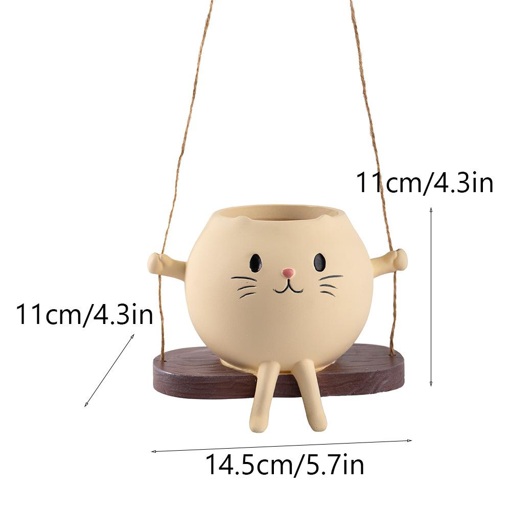 Potted cat swing rocking chair ornament home outdoor garden flower pot decoration resin handicraft