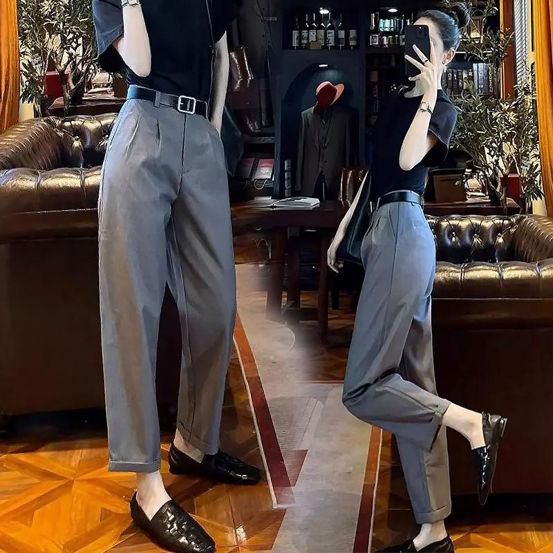 Women's High Waist Slimming Cigarette Pants – Spring/Autumn 2026 Straight Leg Harem Style