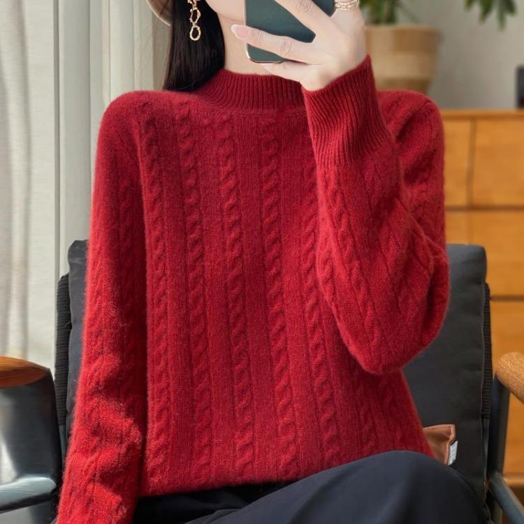 Winter Women Sweater 100% Wool Turtleneck Knit Pullover Thick Jumpers MODERN NEW SAGA Female Knit Tops