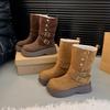 Women's Large Size Soft Sole Winter Warm Fur One Snow Boots Padded Lined Ankle Boots Anti-slip Hiking Sports Cotton Boots Martin Boots