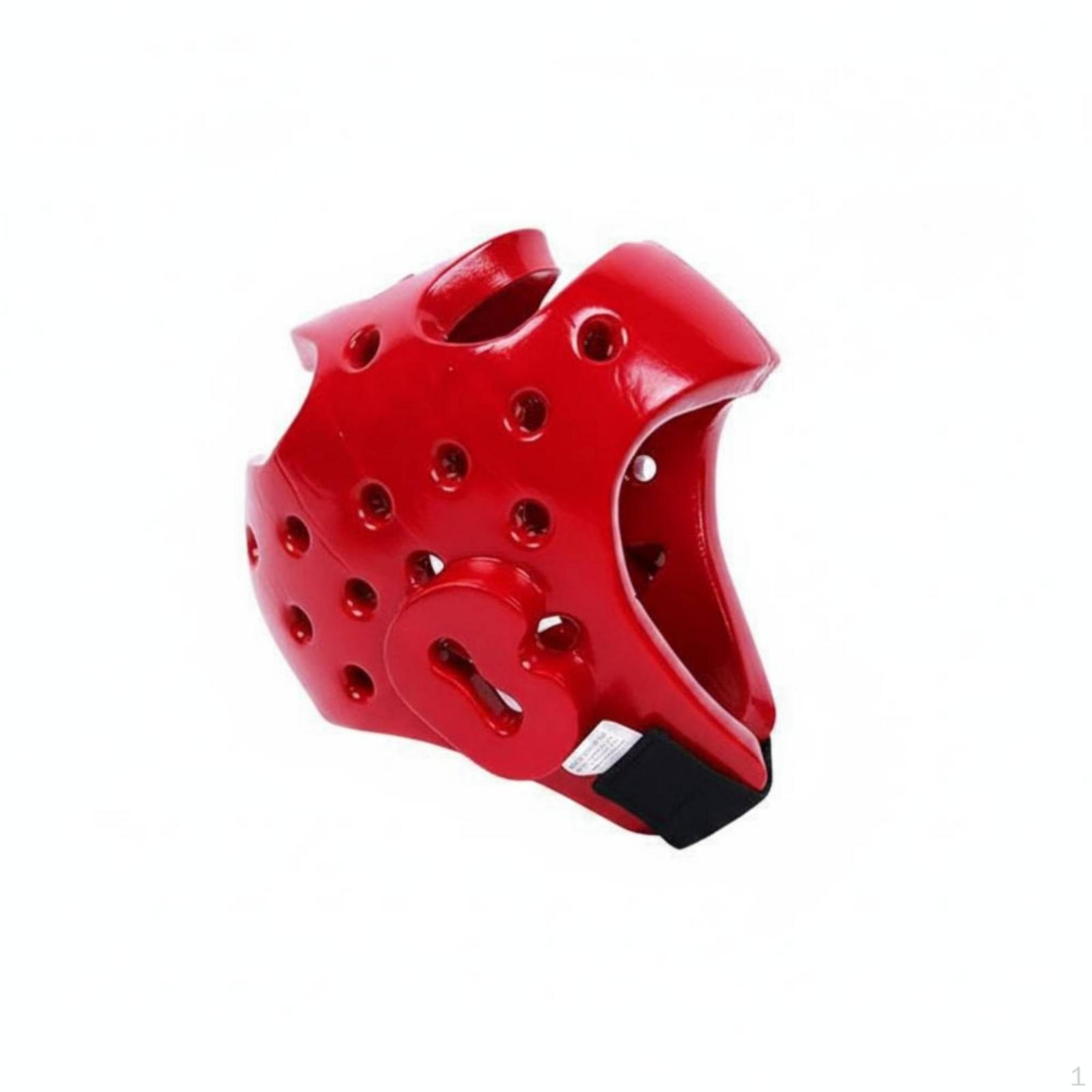 Boxing Helmet Thickened Padding Taekwondo Headgear Adjustable Chin Strap for Adults, Red S