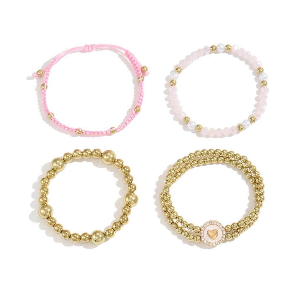 Bohemian beaded bracelet European and American stacking design sense niche ins love 1-piece set elastic bracelet women