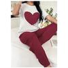 Love Heart Soft Skin Friendly Comfortable Home Wear 2 Piece Set Sleepwear Nightdress For Women Cozy Holiday Leisure Wear