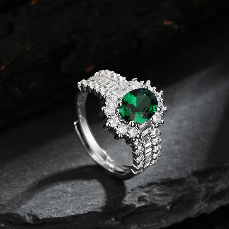 Silve Gorgeous Shiny Stone Green Zircom Ring For Women Engagement Wedding High Quality Fine Jewelry